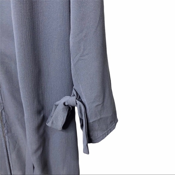 PrettyLittleThing Ana Duster Jacket Gray Size Medium Tie Sleeve Kimono - Picture 7 of 10